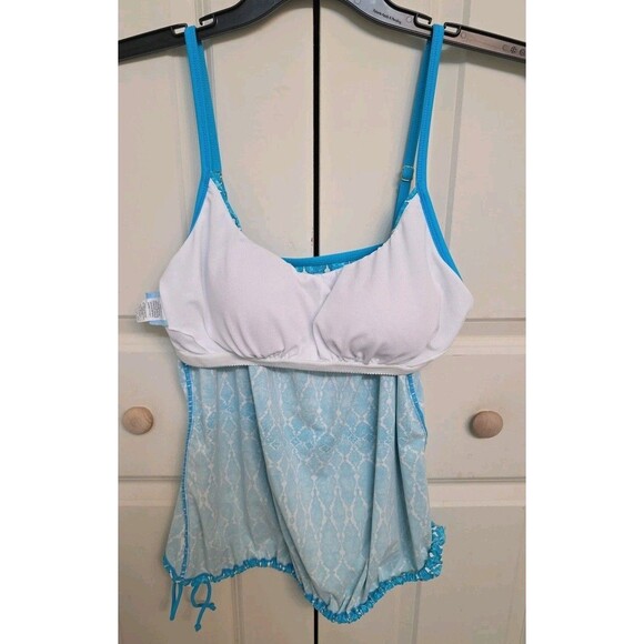 Ocean Avenue Swimwear Tankini Top and Bikini Bottom Set Blue Geometric Size L - Picture 11 of 12